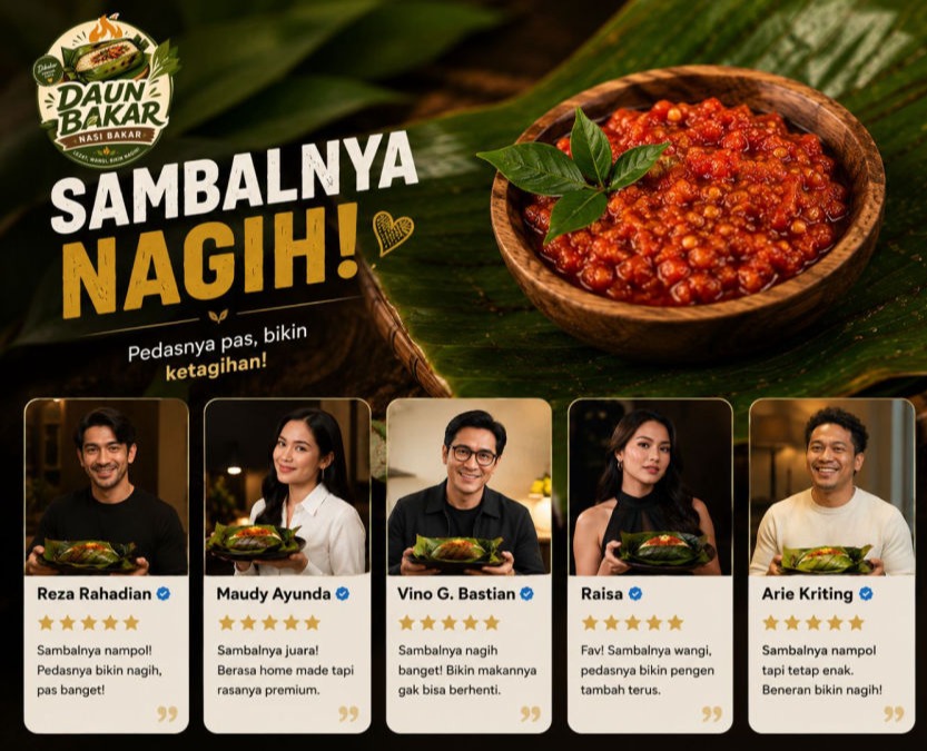 Nasi bakar enak ini disukai pelanggan karena sambalnya pedas pas, rempahnya terasa, dan proses fresh grilled yang membuat rasanya semakin nikmat.