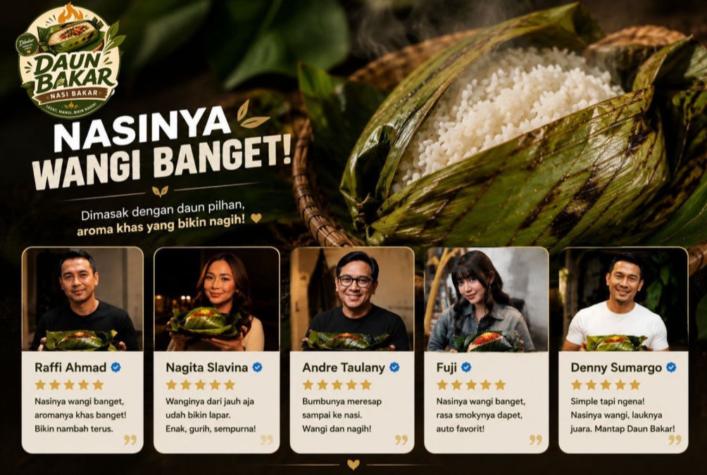 Nasi bakar enak dari Daun Bakar terkenal dengan aroma daun pisangnya yang wangi dan langsung terasa sejak bungkus dibuka.