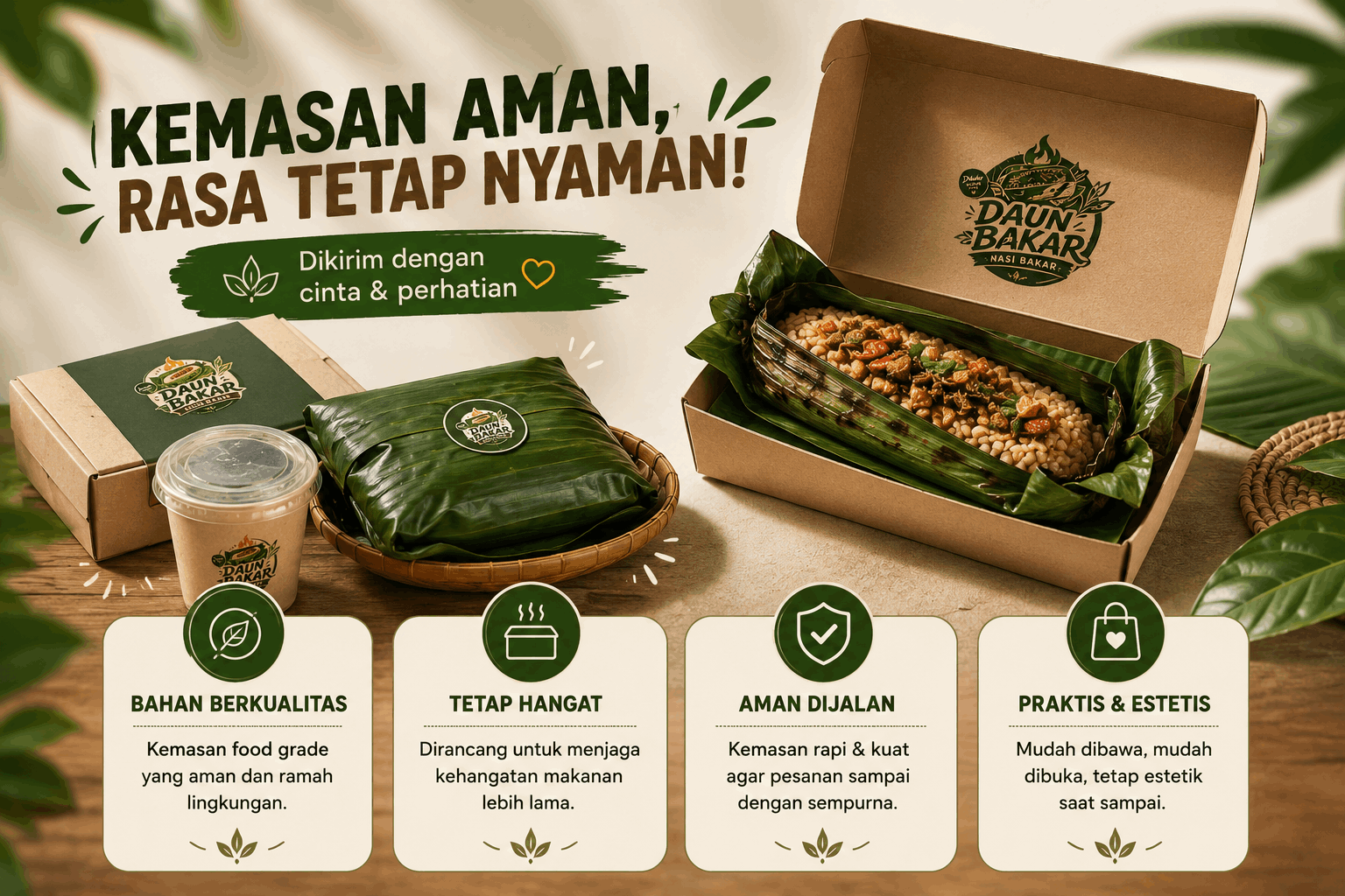 Pesan Nasi bakar enak favoritmu melalui layanan delivery Daun Bakar