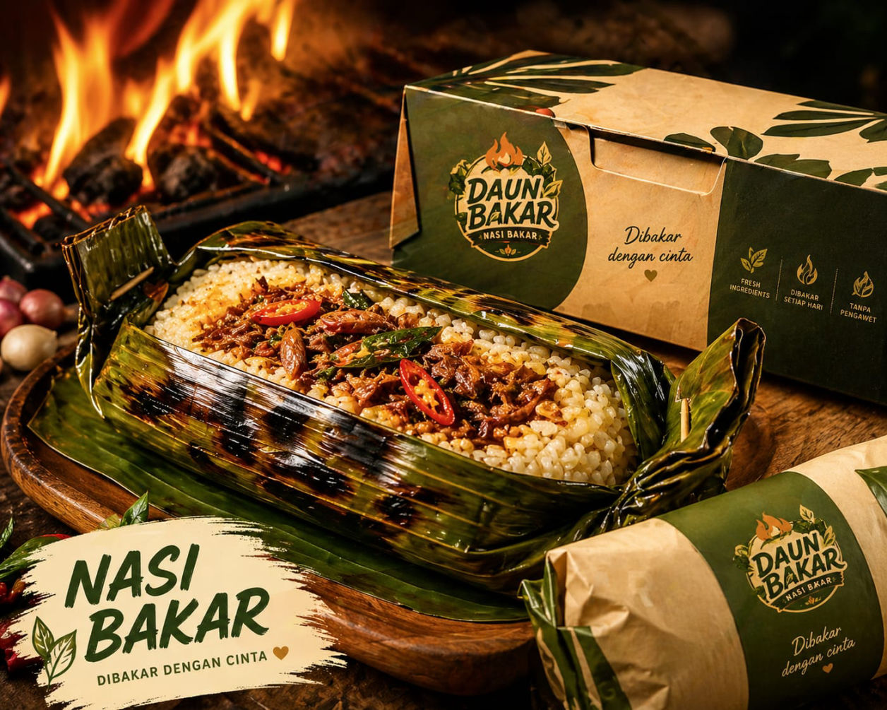 Nasi bakar enak dengan aroma daun pisang dan isian melimpah yang menggugah selera