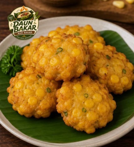 Perkedel jagung crispy sebagai pendamping Nasi bakar enak