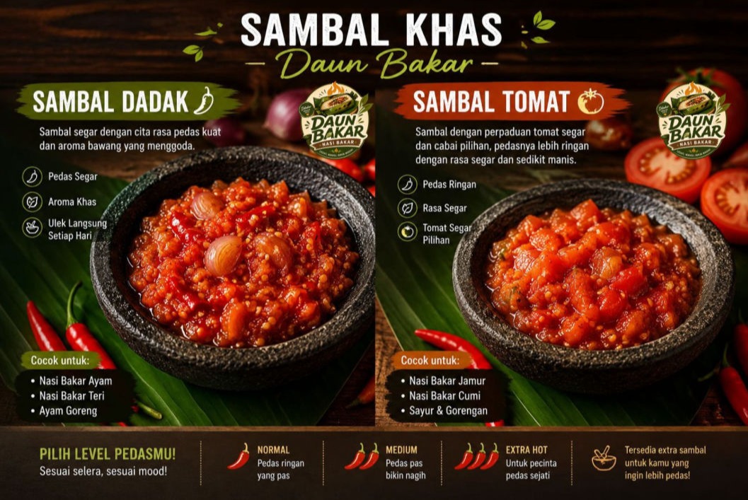 Nasi bakar enak semakin lengkap dengan sambal khas Daun Bakar